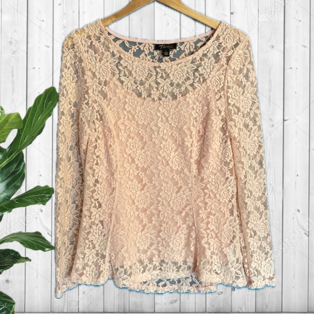 Thalia Sodi Pink Rose Lace Corset Blouse